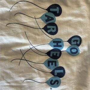 White Graphic Tee with Blue and Navy Design